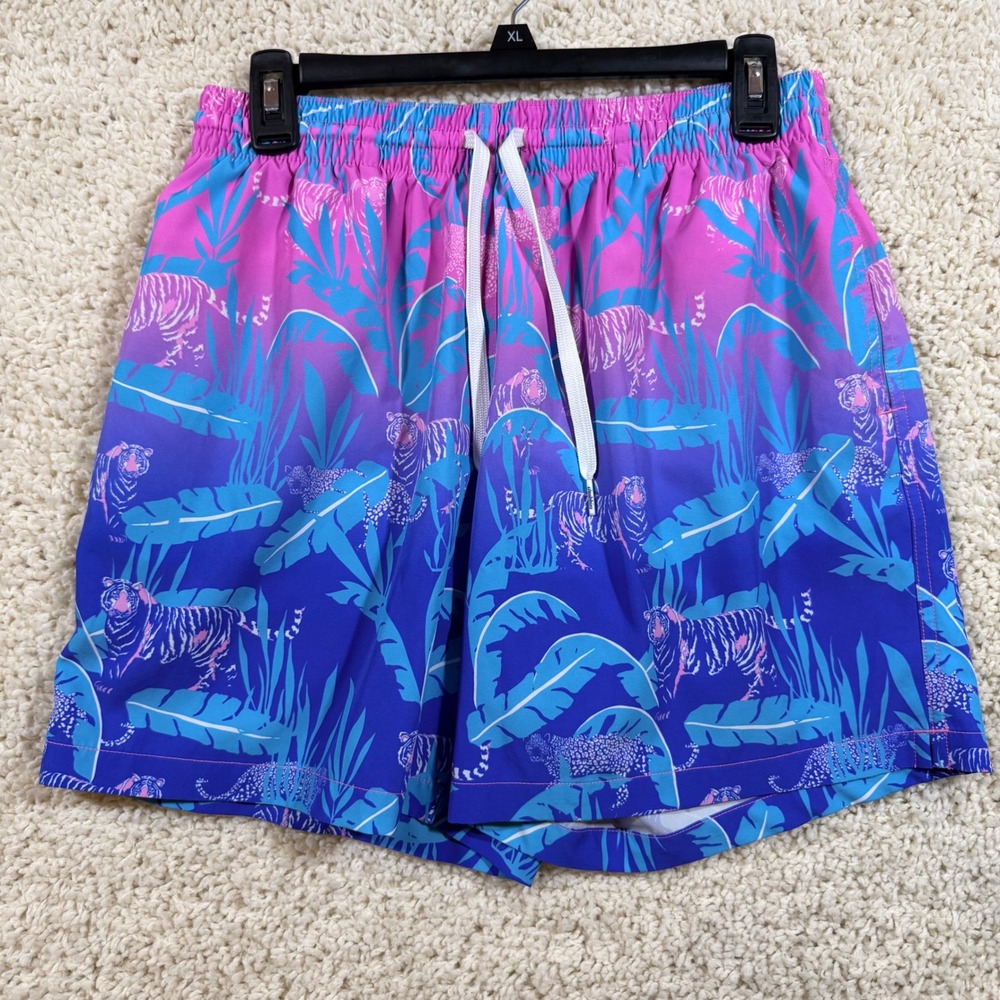 Chubbies Mens 5.5" Inseam Swim Trunks L Tiger Leopard Jungle Pink Blue Tropical